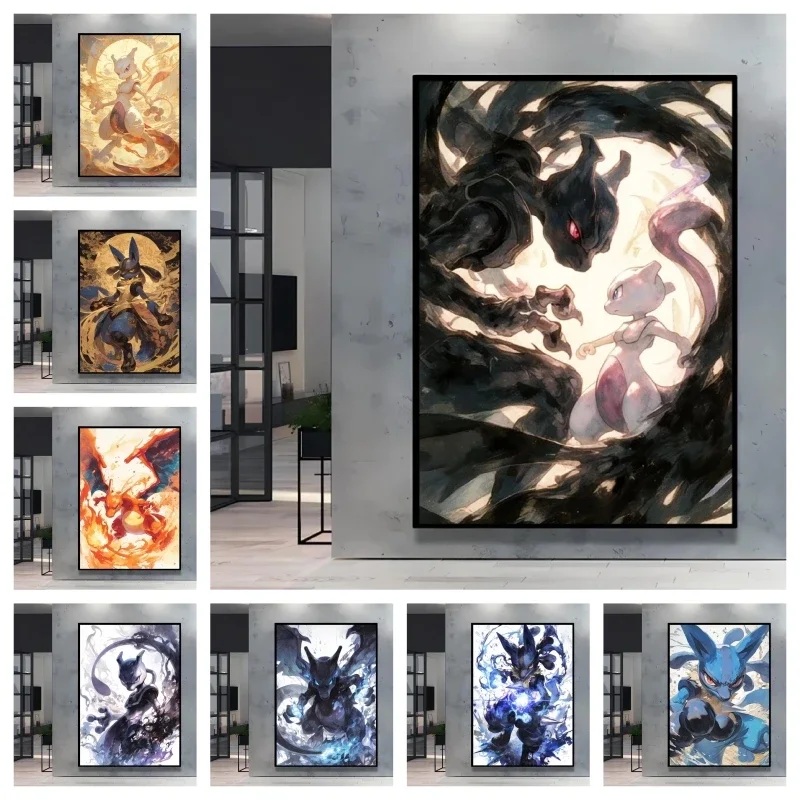 Cool Mewtwo Pokemon Wall Painting Its Unique Artistic Style Shows The Mystery and Power of Mewtwo A Highlight of Home Decor