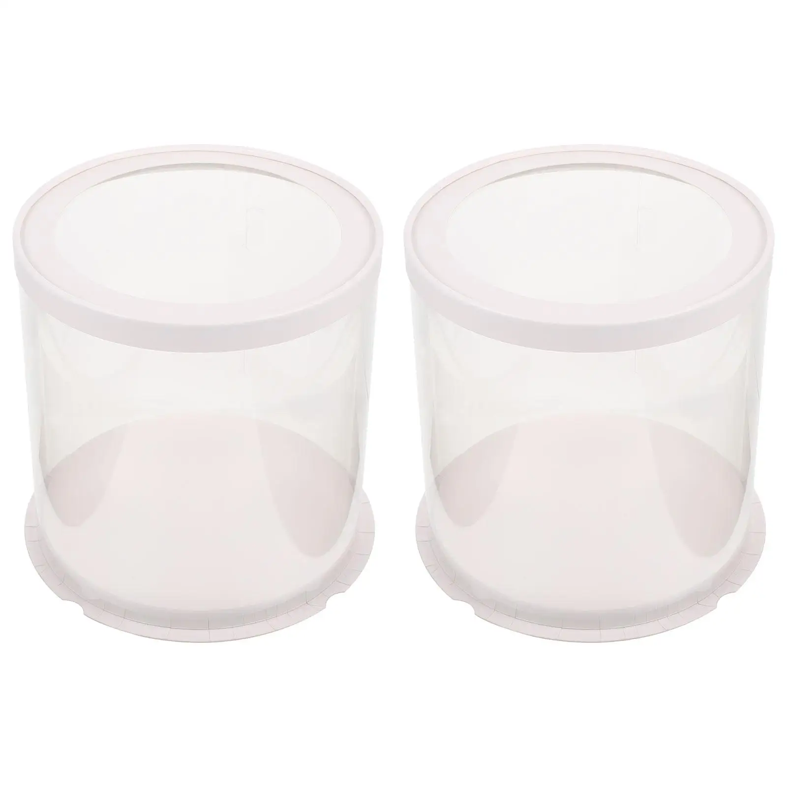 

2Pcs Cake Box Bakery Storage Round Birthday Clear Boxes Carrier Lids Container Portable PET Paper Food Packaging