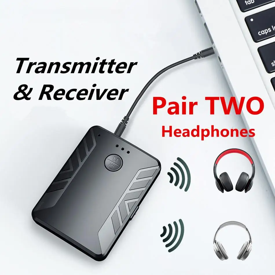 Bluetooth 5.0 Receiver Transmitter 3.5mm AUX Wireless Stereo Music Audio Splitter Support Handsfree For Car PC TV Headphones