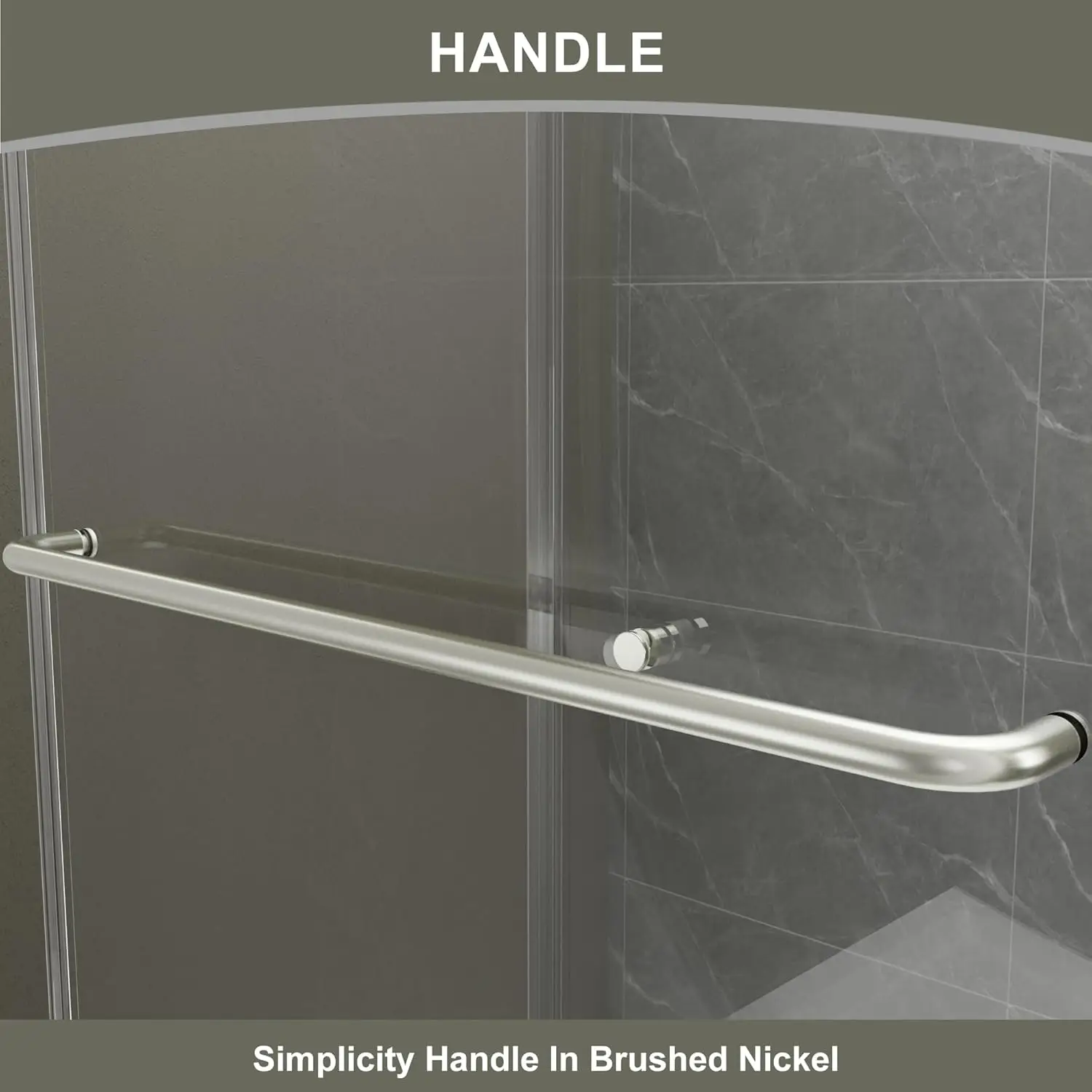 56-60" W x 70" H Semi-Frameless Sliding Shower Door, Glass Shower Door Brushed, Shower Doors can be Installed Left and Right