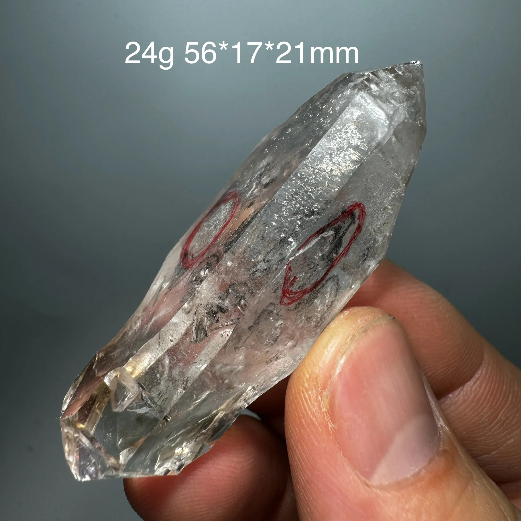 24g Natural Herkimer Diamond Mineral Raw Stone Bubble Water Flowing Graphite Healing Quartz video for details