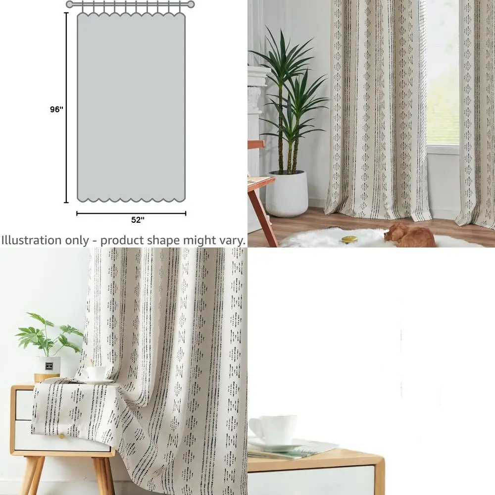 

Boho Blackout Curtains 96 Inches Long for Living Room Bedroom Geometric Print Room Darkening Thermal Insulated Grommet Top Windo
