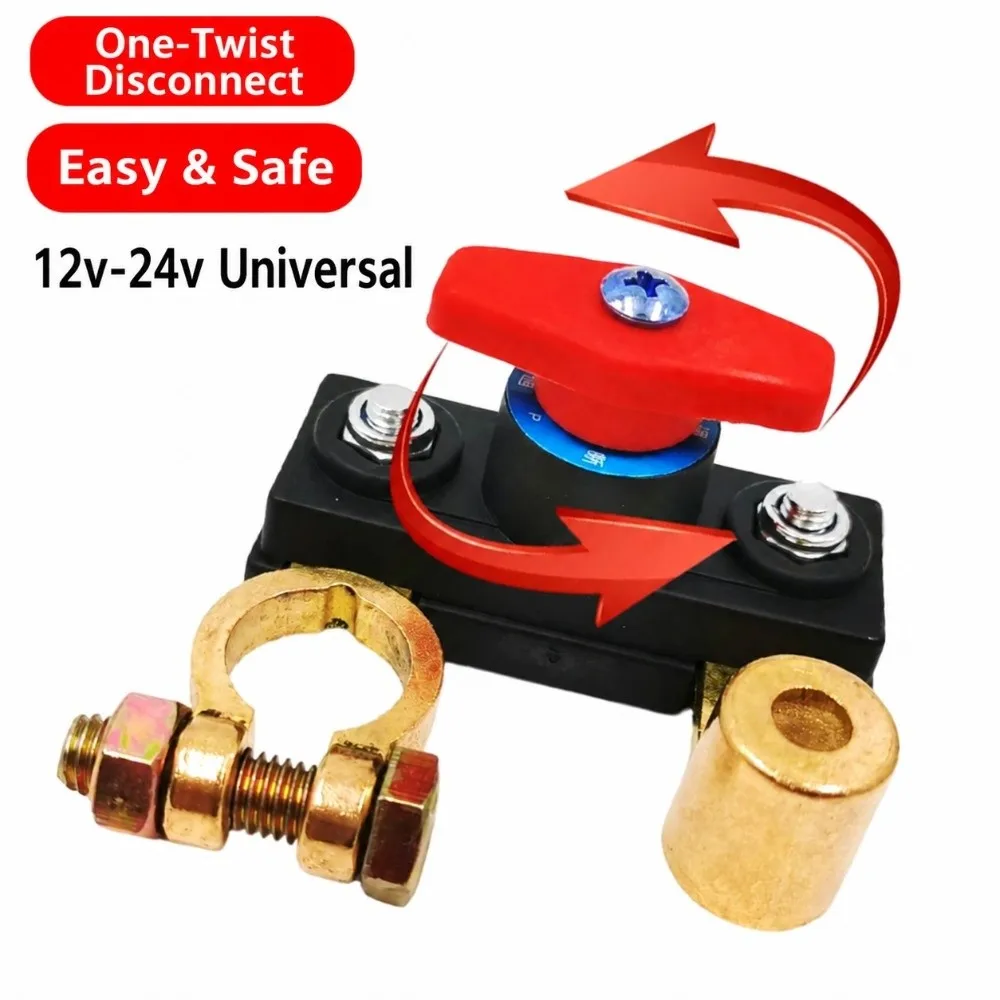 12V 24V Battery Disconnect Switch Anti-Leakage Brass Terminal Power Cut Off Switch Heavy Duty Rotary Switch Master Power Switch