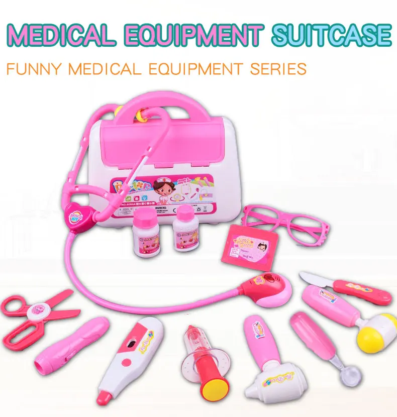 Children's 16 Piece Set with Sound and Light Medicine Box, Doctor and Nurse's Simulated Medical Tools, Family Toy