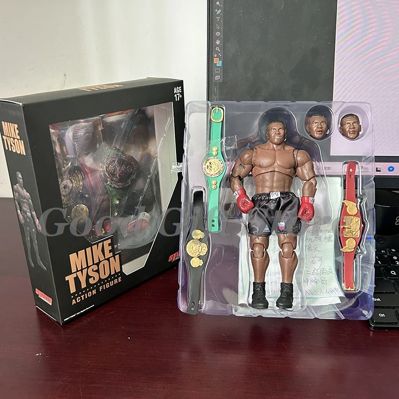18 سنتيمتر العاصفة علي عمل الشكل البلاستيكية جمع 3 رئيس الوجه العاصفة لعبة الملاكمة الملاكم بطل مايك تايسون تمثال الحلي نموذج اللعب