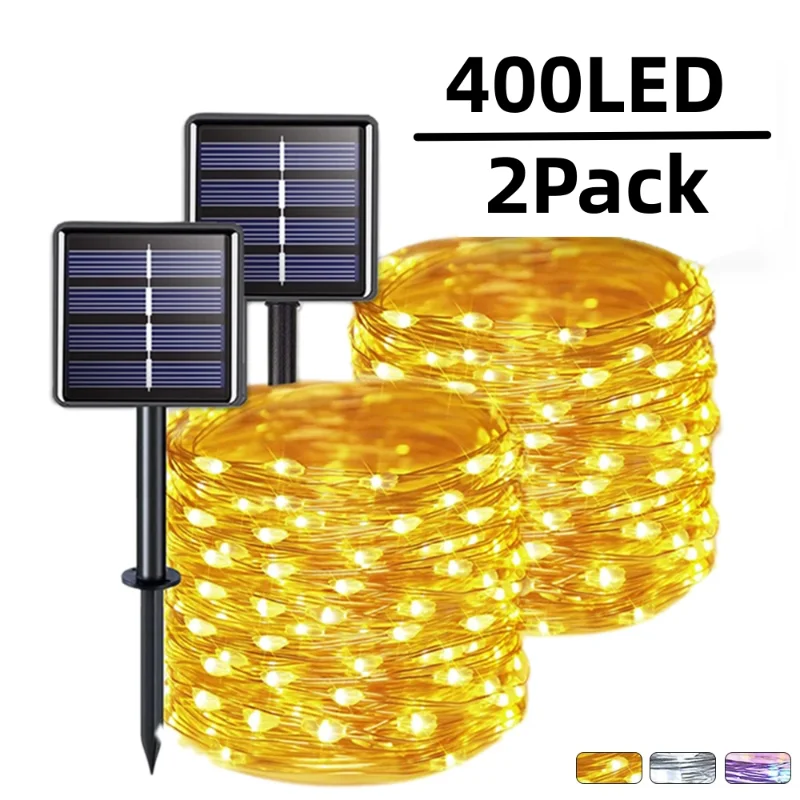 Luz solar LED para jardim ao ar livre, Fairy String Light, Lâmpada impermeável para o Natal, Pátio, Festa na árvore, Twinkle, 7m, 22m, 32m, 42m