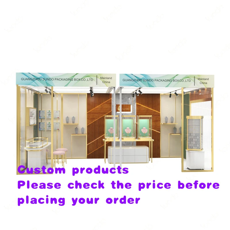 Vitrine de luxo personalizada para joias, design de vitrine com iluminação LED para loja de joias, interior de boutique.