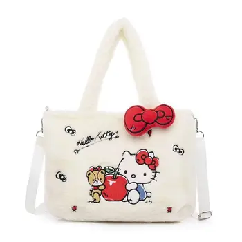 Kawaii dos desenhos animados de pelúcia olá kitty crossbody saco cinnamoroll kuromi minha melodia bolsa ombro bolsa menina saco maquiagem presente