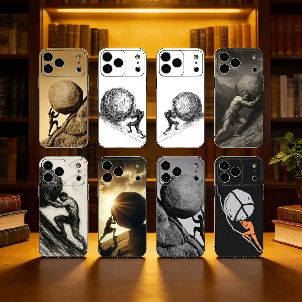 

Sisyphus F-Fruitles Phone Case For iPhone 17,16,15,14,13,12,11 Plus,Pro Max, Black Silicone Cover