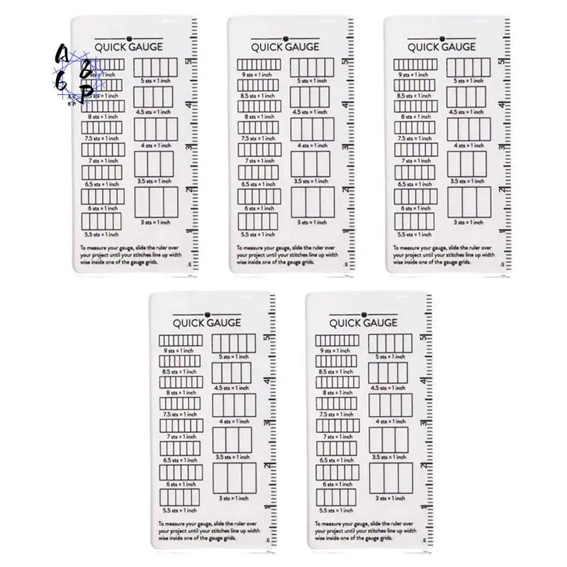A68P-Quick Gauge Ruler For Knitting And Crochet, Precision Stitch Measurement Tool Portable Craft Companion (5Pcs)