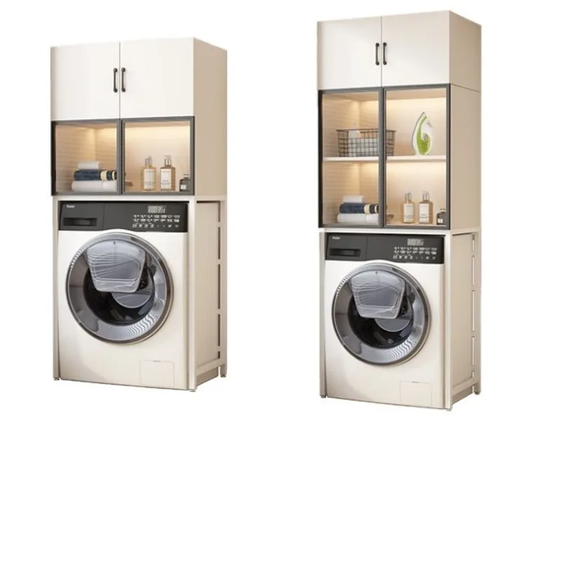 

Solid wood drum washing machine rack balcony bathroom above locker bathroom floor cabinet wave wheel