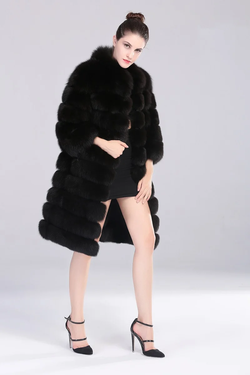 Wholesale Factory Make Winter Thick Real Fox Fur Long Coat Women's Real Fox Fur Coat