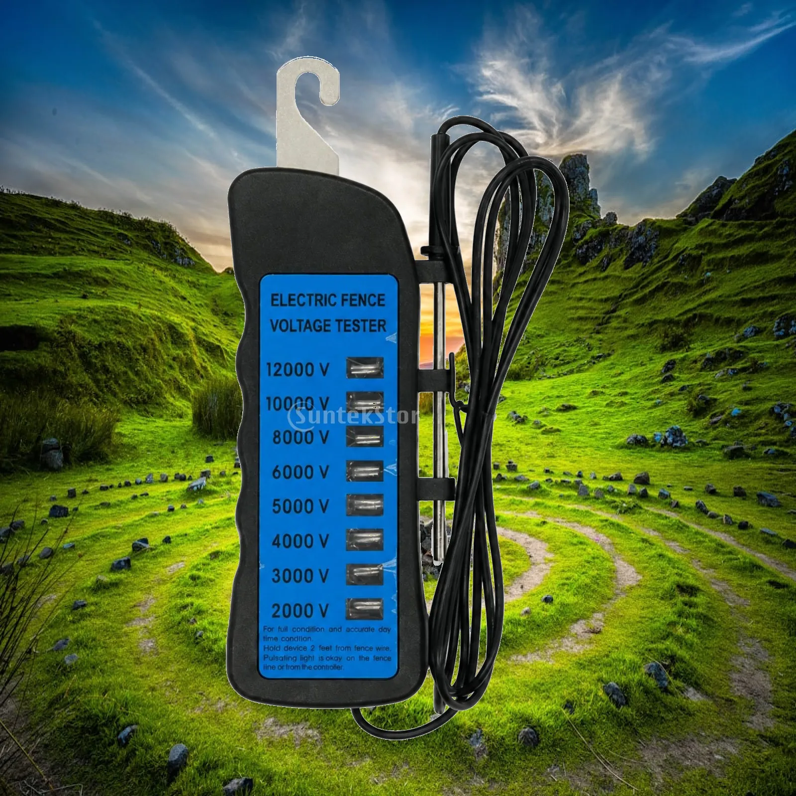 Electric Fence Tester Easy-to-Read Electric Fence Voltmeter Accurate Handheld for Farmers, Farms, Ranches