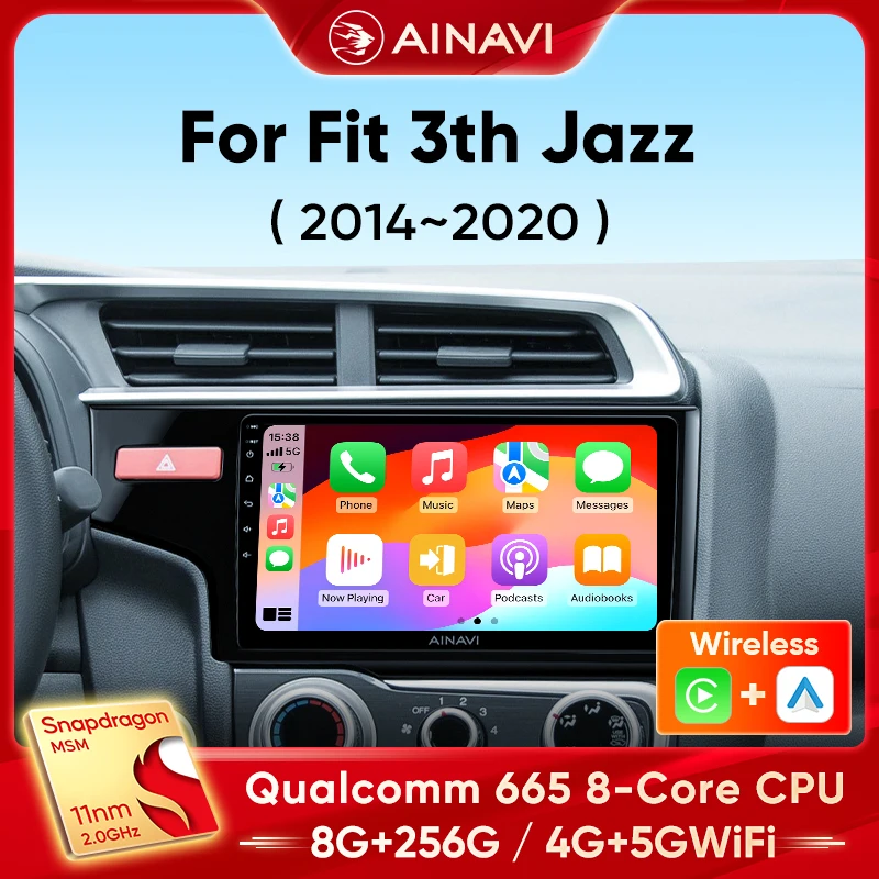 

Ainavi Car Radio For Honda Fit 3 Jazz 2014-2020 LHD RHD Wireless Carplay Android Auto Multimedia Player Stereo 2Din 4G Wifi DSP