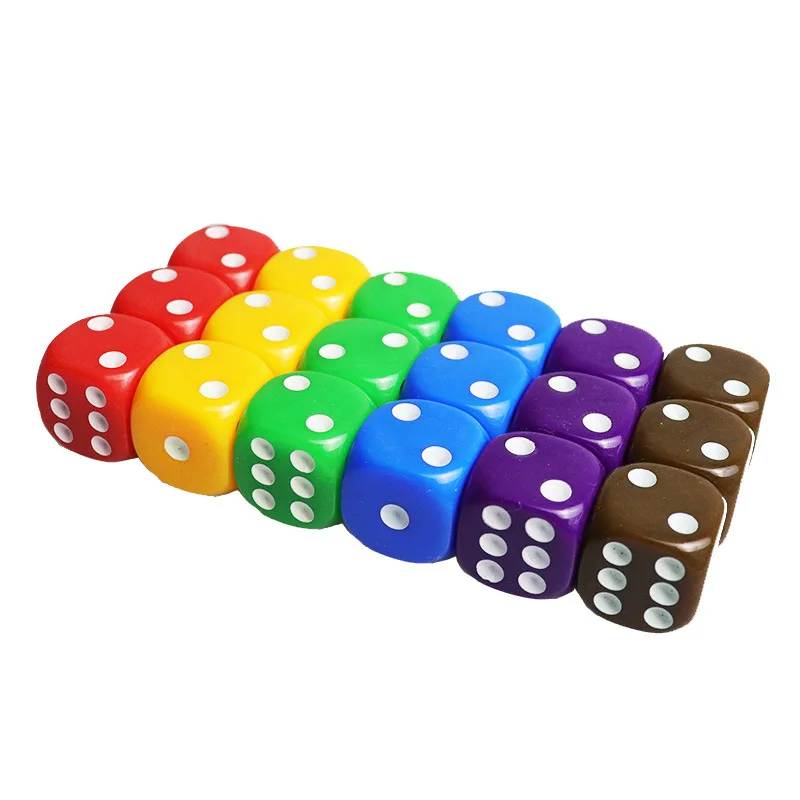 10pcs/pack Multicolor Acrylic Red Blue Green Dice 16mm White Dot Round Corners High Quality Boutique Game Dice