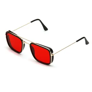 Gafas de sol de moda Metal europeo Metal pequeño cuadrado Versión coreana Gafas Gafas de sol cutre retro Protección UV 8 mejores ventas Gafas de sol negras de oro - №3