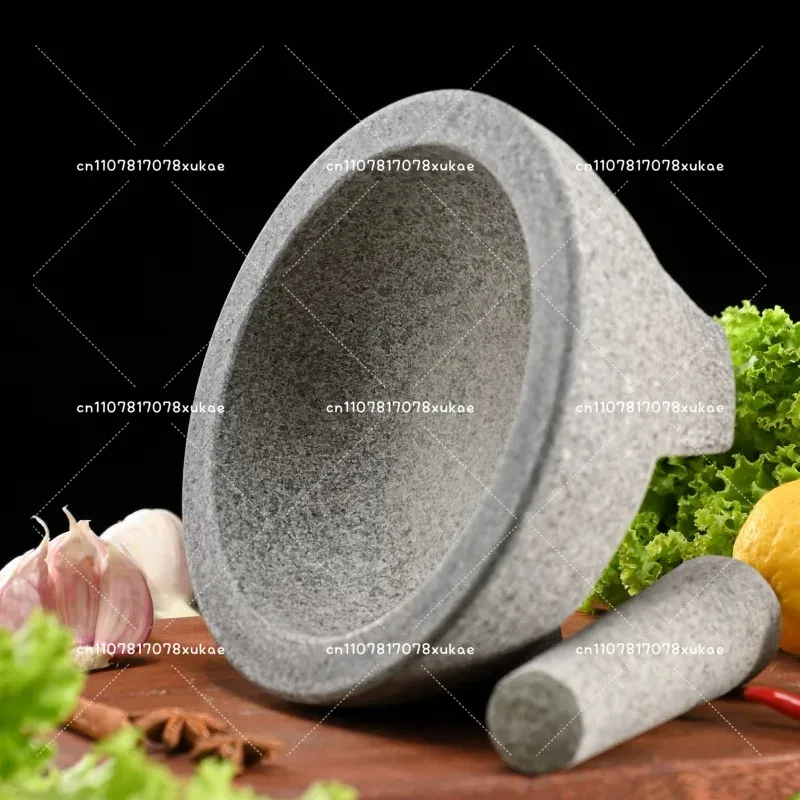 Natural Stone Mortar and Pestle Set, 3-Legged Garlic Crusher Grinding Bowl for