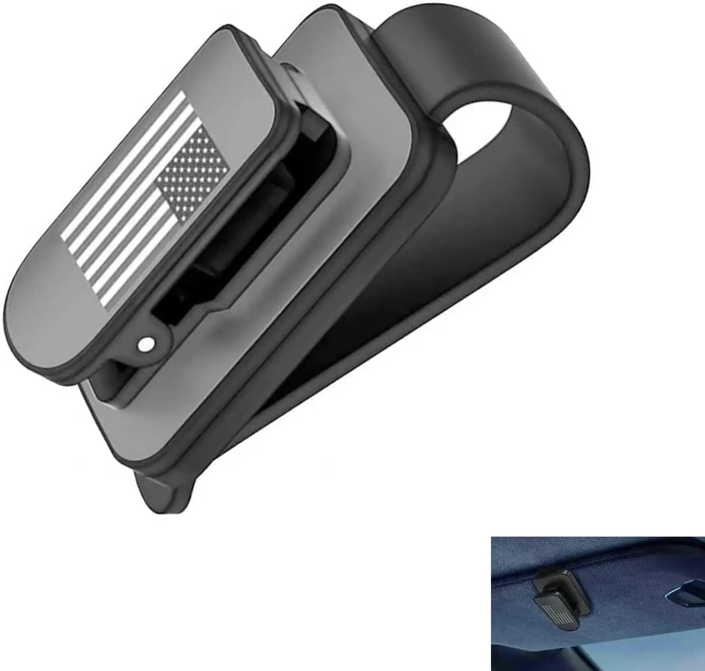 

Car Visor Sunglasses Holder Clip, Metal US Flag Eyeglasses Hanger Mount, Multi-Function Ticket Card