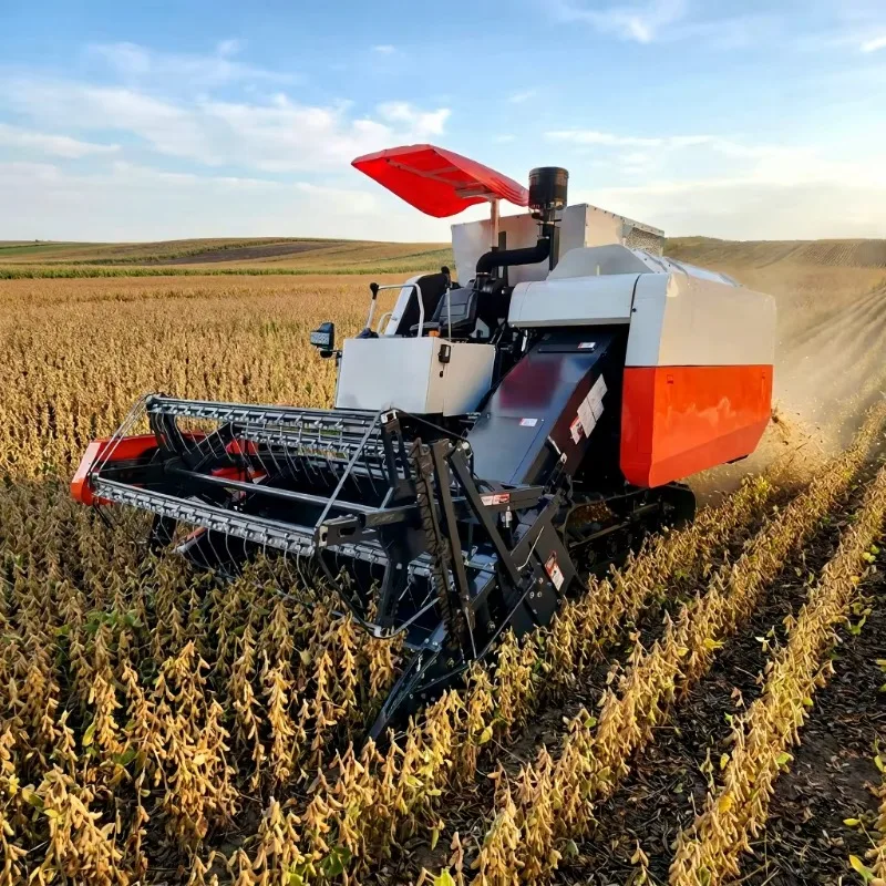 Crawler Bean Harvester Hydrostatic Drive 0.19-1.1hm H Soybean Wheat Rice Combine Farm Equipment OEM Customized