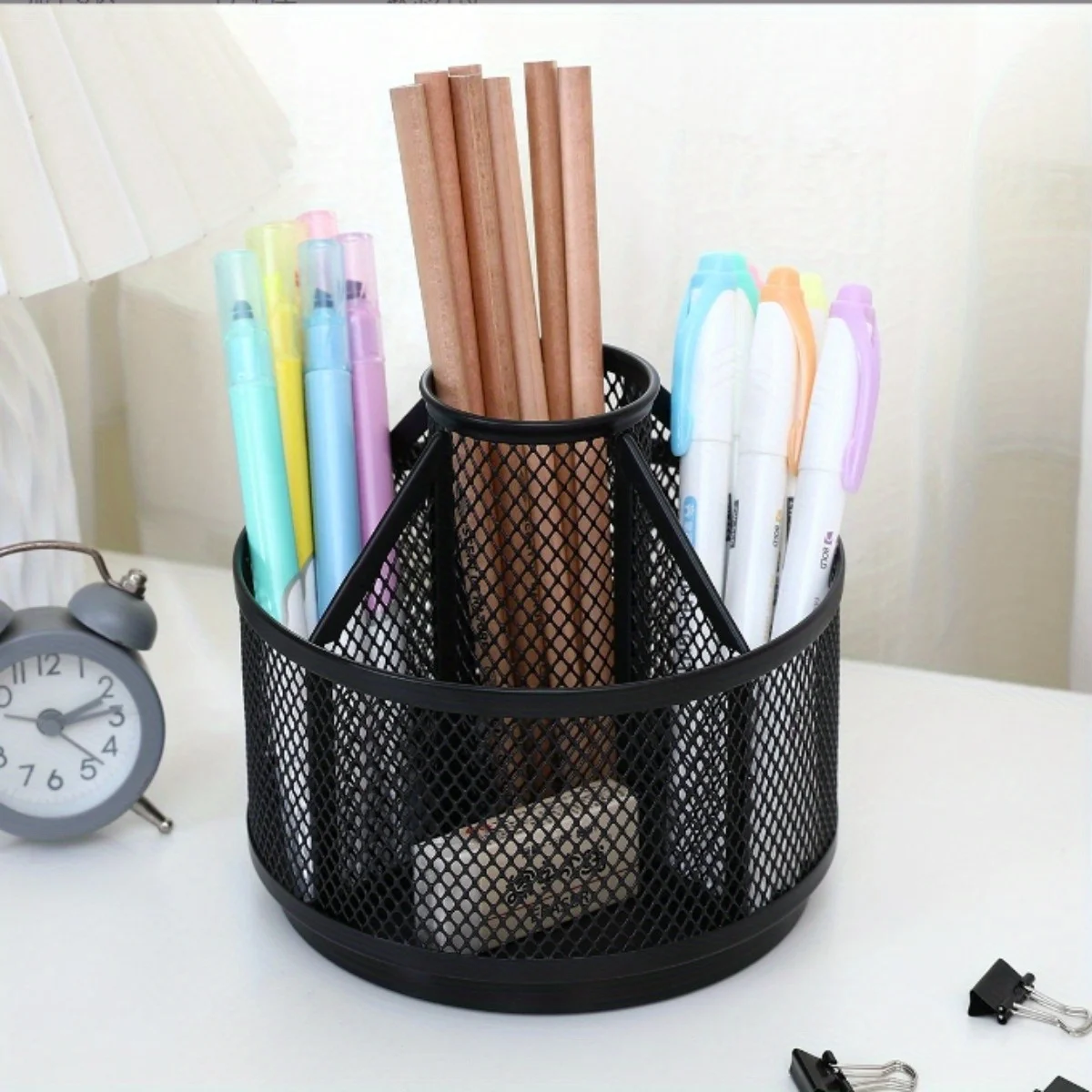 Rotating Pencil Holder For Desk, Supplies Organizer Pen Caddy,Compartments Spinning Multi-Functional Large Pen Holder For Desk