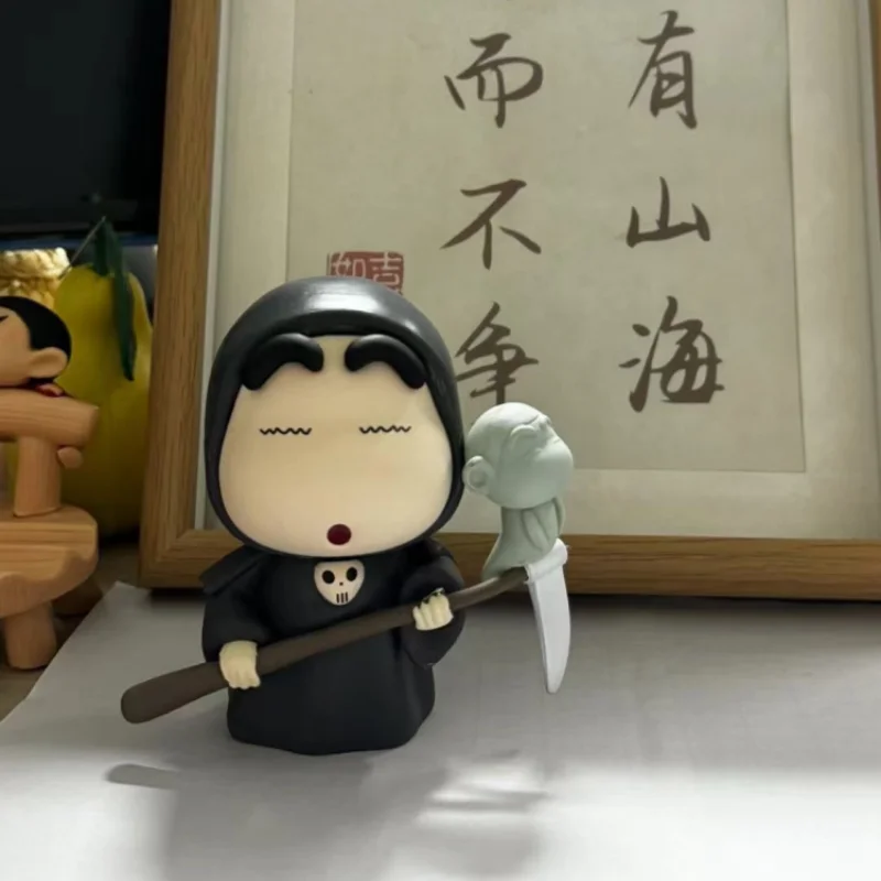 11cm Anime Crayon Shin Chan Gk Cos Grim Reaper Q Edition Kawaii Desktop Decorations Pvc Model Doll Collection Toy Halloween Gift