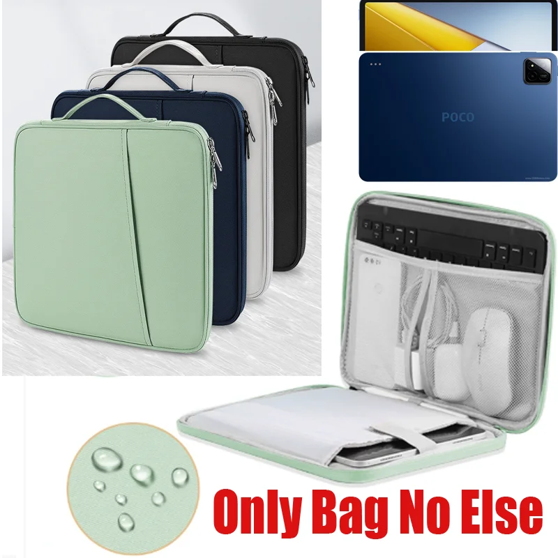 

for Xiaomi Poco Pad X1 Handle Zip Pouch Waterproof Sleeve Multi Pocket Tablet Storage Bag for Mouse Keyboard Cable Carry Case