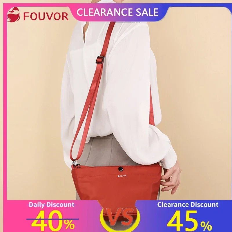 

Fouvor Red Nylon Crossbody Bag Lightweight Durable Adjustable Strap Travel Shopping Women's Shoulder Bags Waterproof Bag 2918-01