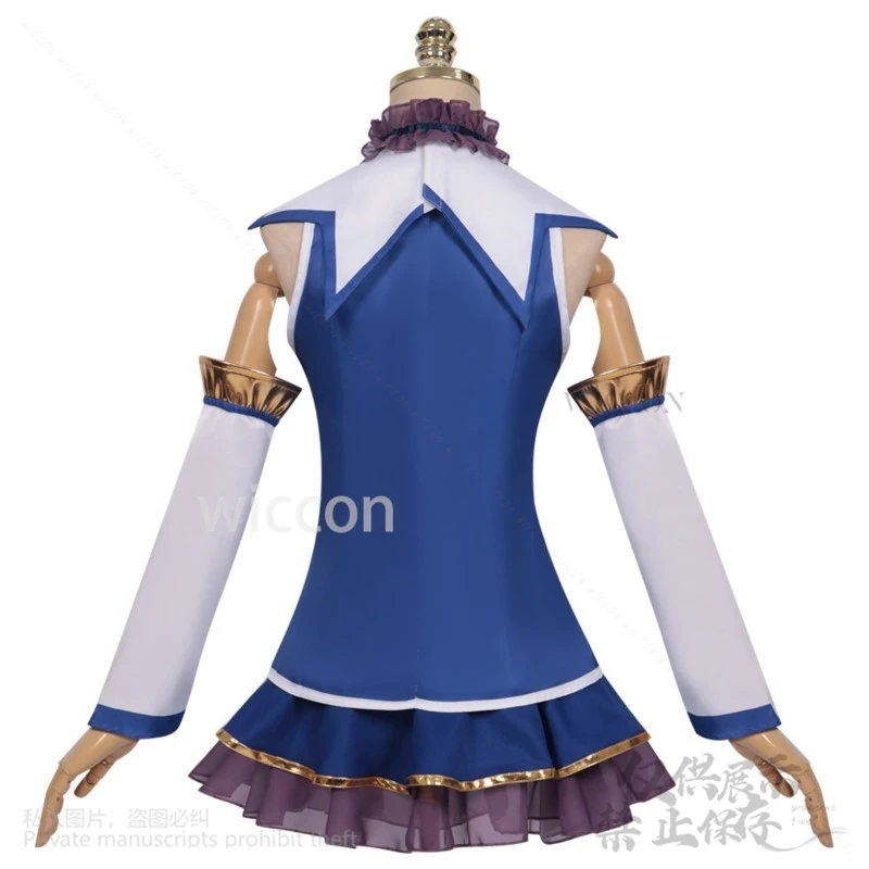 كوميك كون أكوا كوسبلاي JK زي مدرسي أنيمي كونو سوبا نعمة الله هذا العالم الرائع فستان مُصمم حسب الطلب شعر مستعار أزرق مخصص
