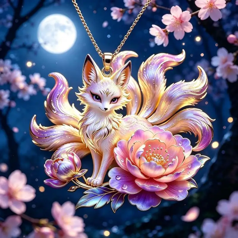 Nine Tailed Fox Enamel Pendant Vintage Aesthetic Chinese Style Jewelry for Bracelet Making Daily Wear Gift for Lovers