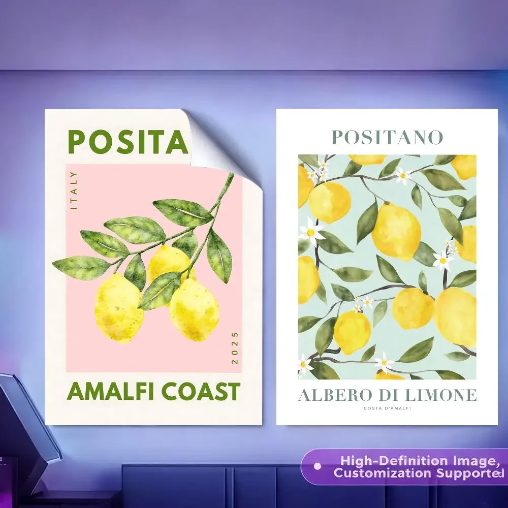 Aesthetic Travel Positano Painting Calligraphy HD Canvas Poster Crease Free Waterproof All Space Wall Decor