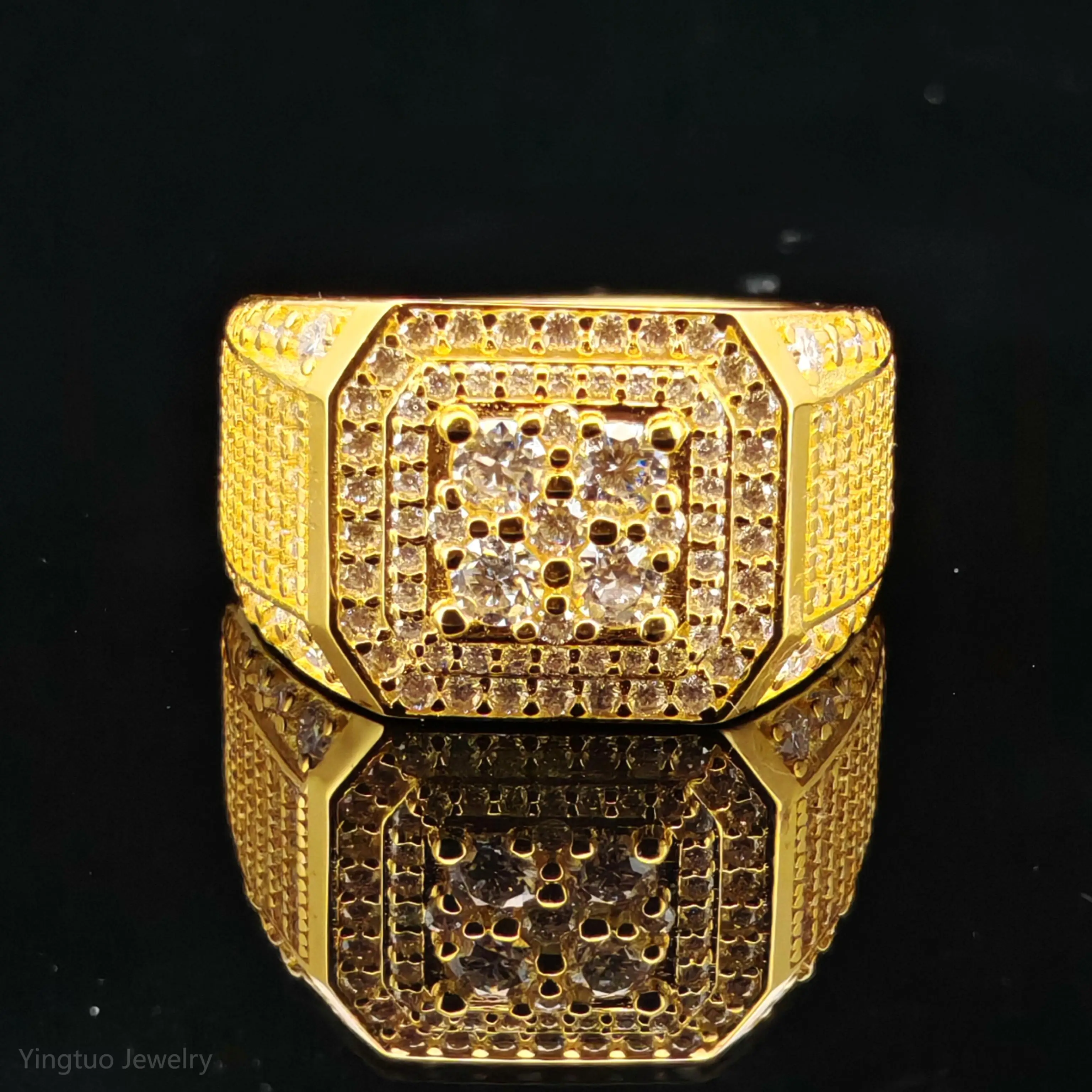 

Hot Selling Hip Hop Moissanite Ring for Men Fully Iced 925 Sterling Silver Men HIPHOP Diamond Ring Pass Tester