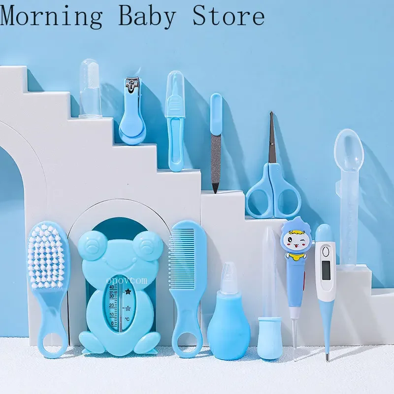 13Pcs/set Newborn Baby Care Kit Kid Toiletries Baby Kids Nail Hair Health Care Thermometer Grooming Brush Kit Clipper Scissor