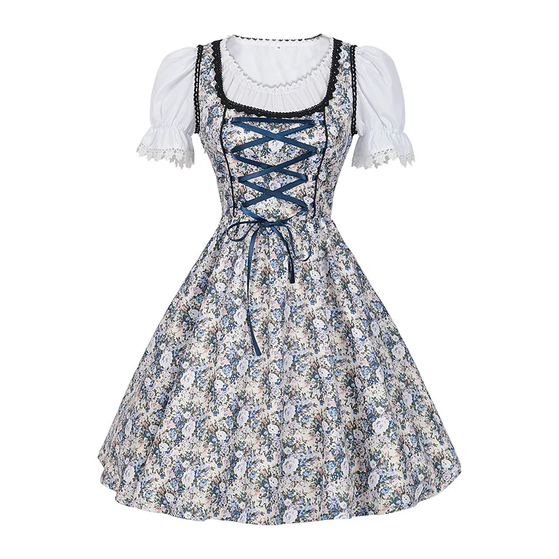 New German Beer Dirndl Dress Apron Set Costumes Bavarian Oktoberfest Dress Costume for The Holiday Party Dance Show