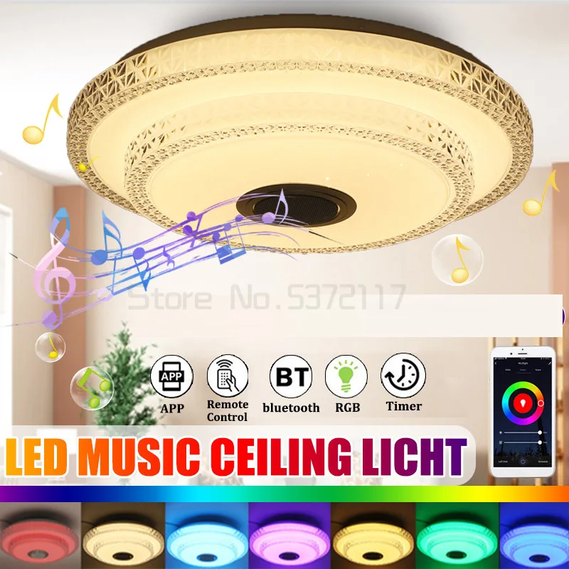 110-220V 200W 40cm LED Ceiling Lights bluetooth Music Speaker Cell Phone APP Remote Control Dimmable Lamps Smart Ceiling Lamp