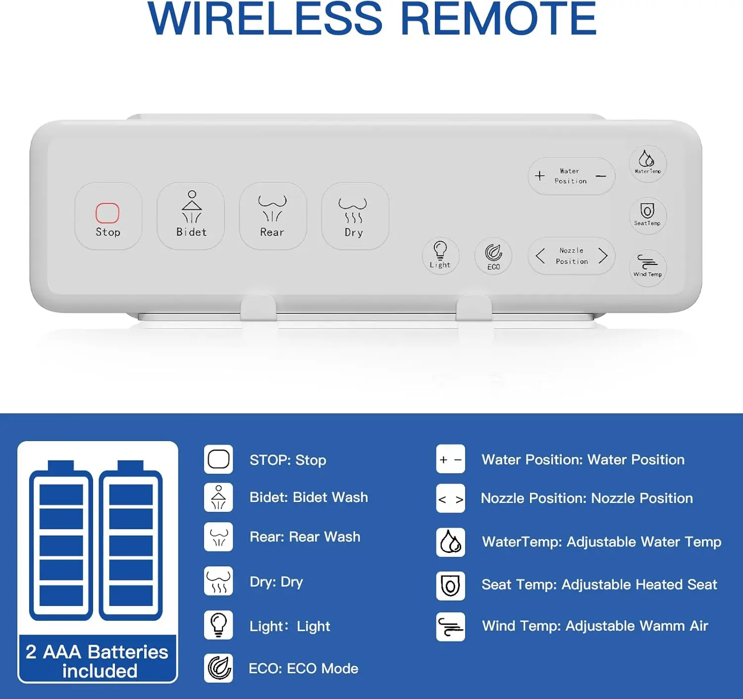Assento de bidê elétrico Cosygrace para banheiros com formato redondo aquecido com 3 modos de limpeza e secador