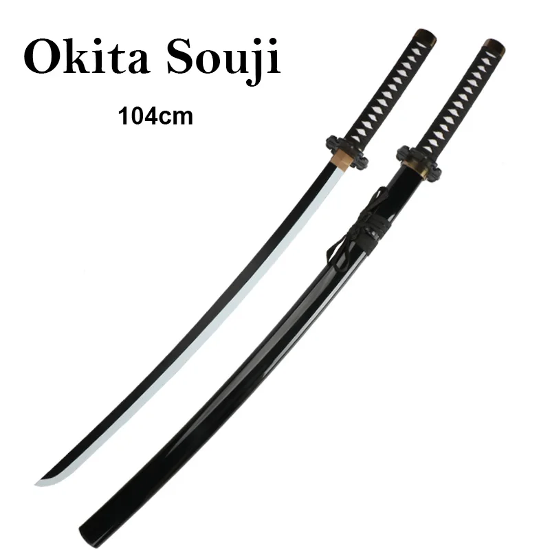 Gioco Online Fate Katana 104cm Okita Souji Cosplay Toy Sword Black White Blade 1:1 modello originale