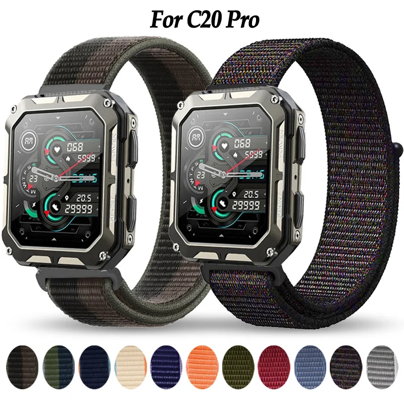 22mm Nylon Loop Strap for C20 Pro Smartwatch Accessories Replacment Bracelet Sport Watchband Correa ремешок for C20 Pro Bands