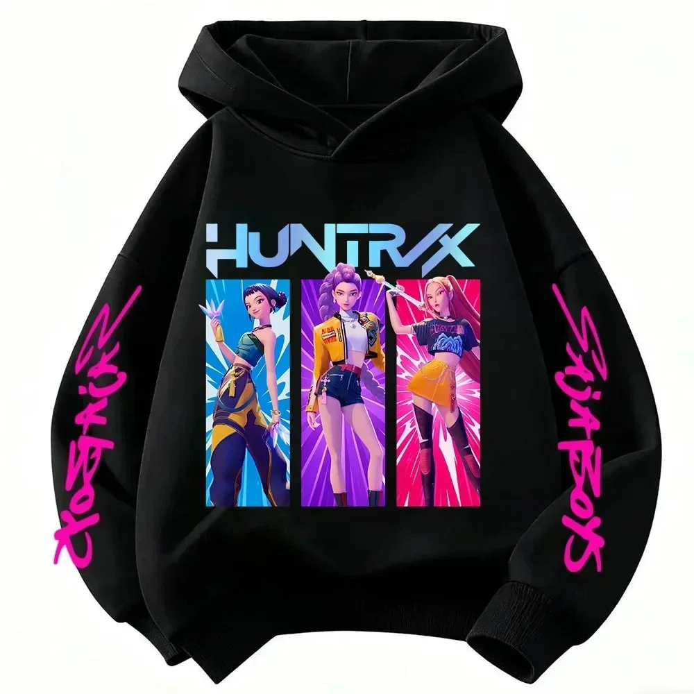 2026 Mädchen-Hoodie für Jungen und Mädchen, Cartoon-Jäger Rumi Mira, warm und dick, modisches Freizeit-Oberteil, bedruckter lila Pullover – Detail 8