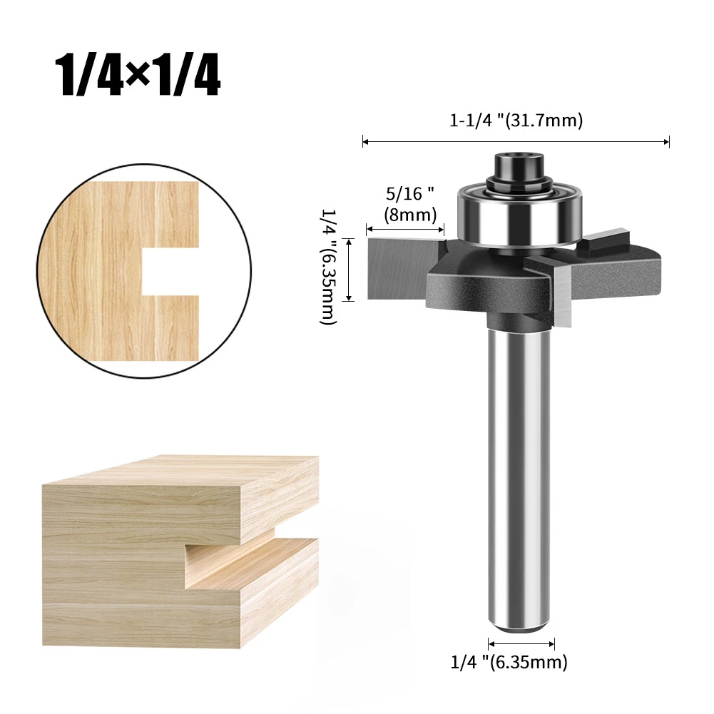 Alloy Router Bits T Type Slotting Cutter Bearing Router Bit For Precision Cutting Long Service Life Overall Carbide Handle