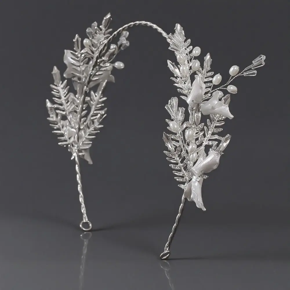 

Glitter Bride Wedding Tiaras Tassels Earring Luxury Rhinestones Wedding Hair Accessories Handmade White Resin Flower