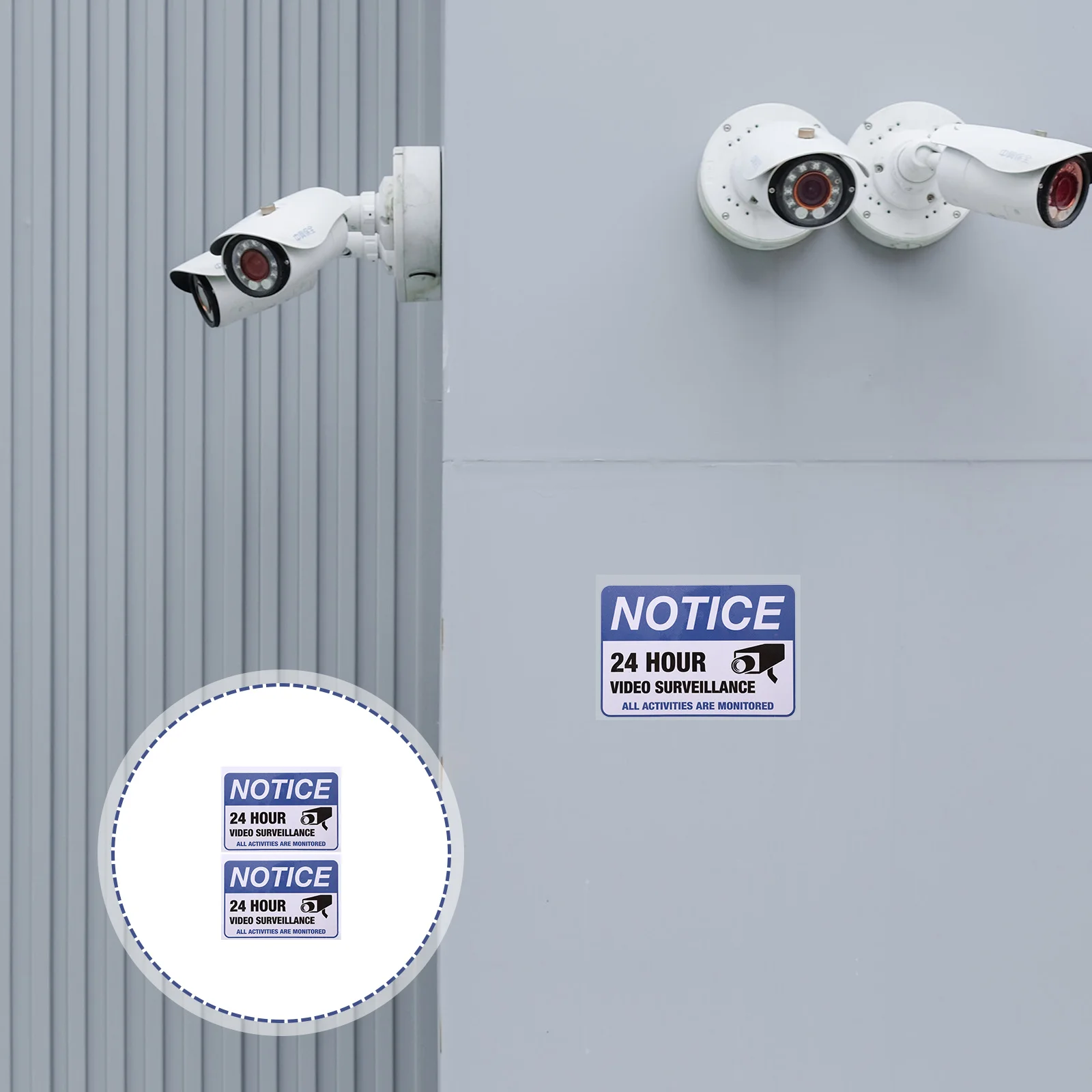 2pcs 24H Monitored Warning Sticker Security Camera Sign Adhesive Caution Decal For Shop Mall Restaurant Car Use Durable Smooth