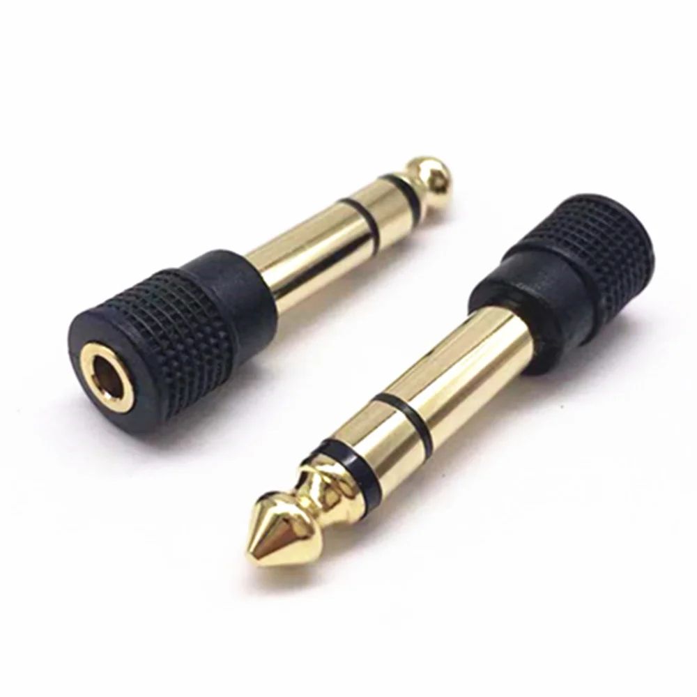 Microphone Speaker Plug Audio 6.35mm Male Plug to jack 3.5mm 3Poles Gold Plated Female Socket Speaker Adapter