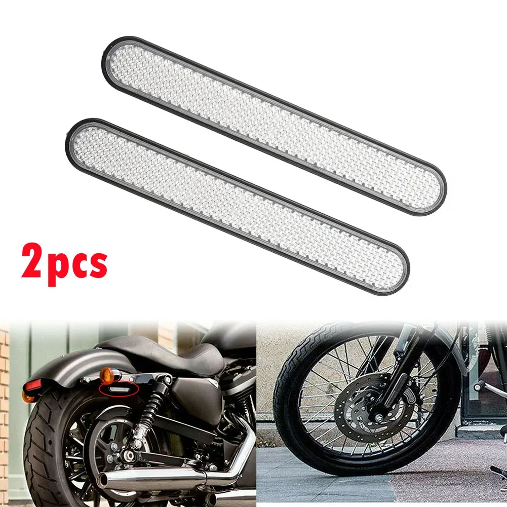 1 paar Motorfiets Vork Reflector Clear Front Lower Vork Reflector Sticker Achter Zadeltas Cover Plastic Witte Reflector