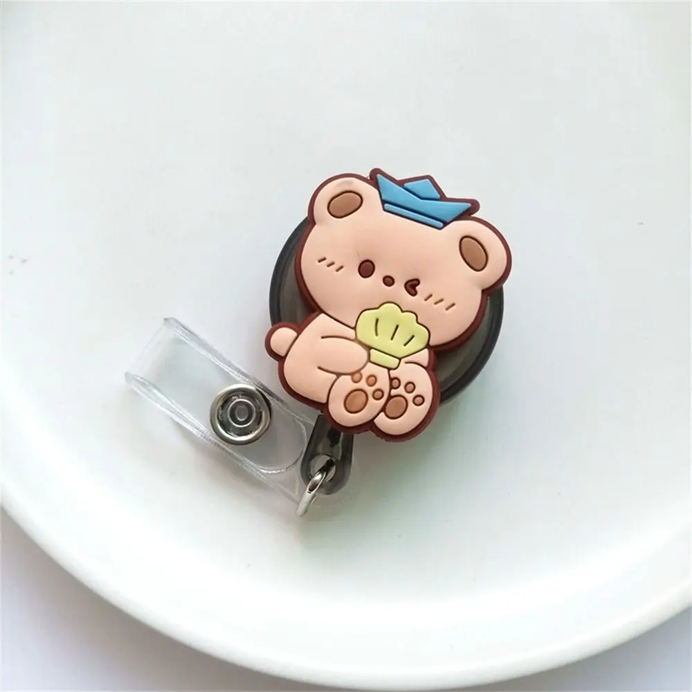 Cartoon Animals Nurse Badge Reel Dinosaur Bear Rabbit Easy Pull Buckle PVC Chest Card porta Badge retrattile