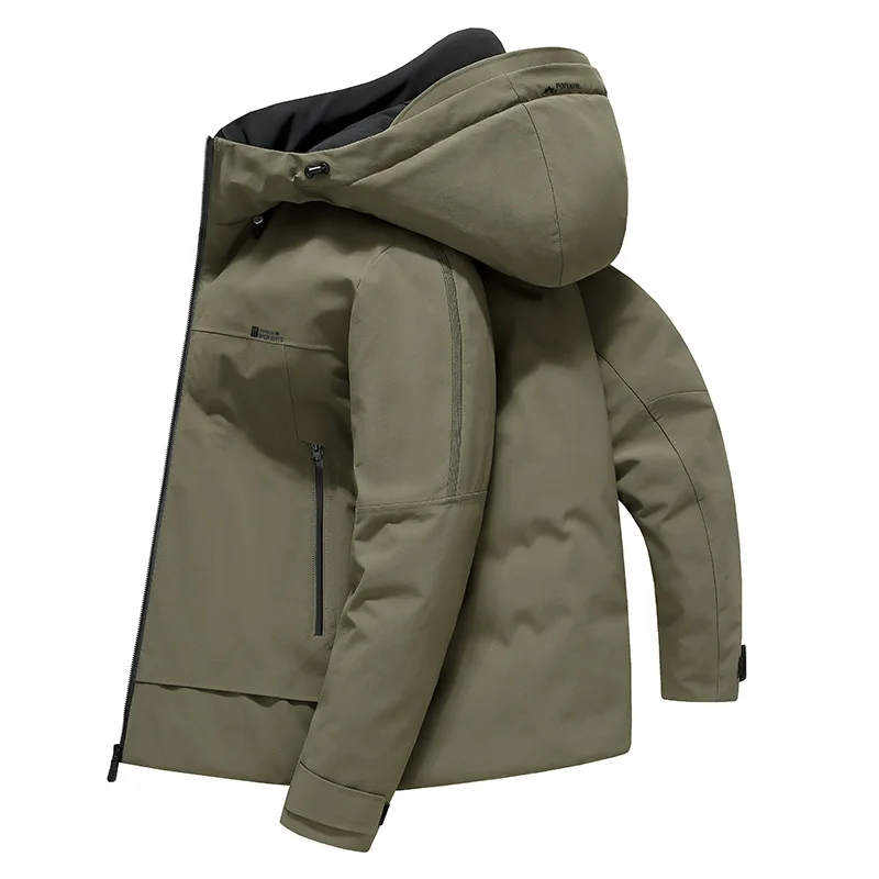 2023 Winter New Warm Hooded Down Coat for Men's Outdoor Leisure Fashion Work Style Coat