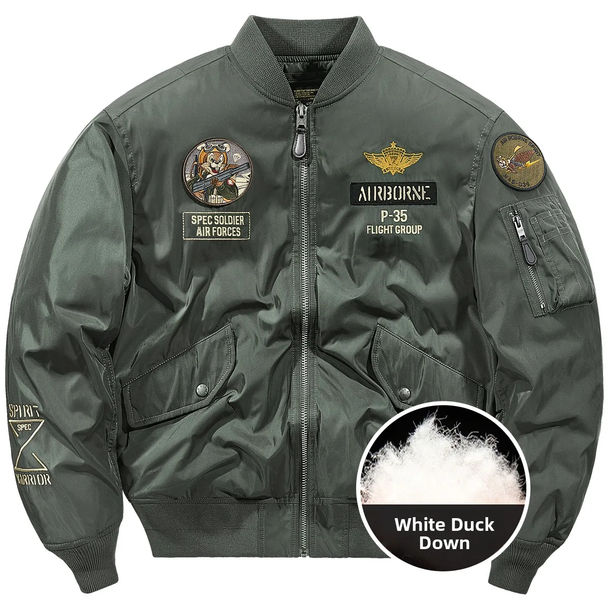 

VIP American Retro Pilot down Jaet Men's ort Winter Thiened Embroidered Baseball Sle Outerwear Warm Windproof