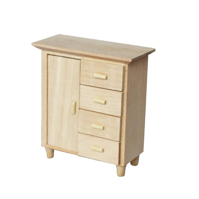

1/12 Scale Wooden Dresser With 4 Drawers For Miniature Dollhouses Accessories Storage Vintage Compact Furniture 15UB