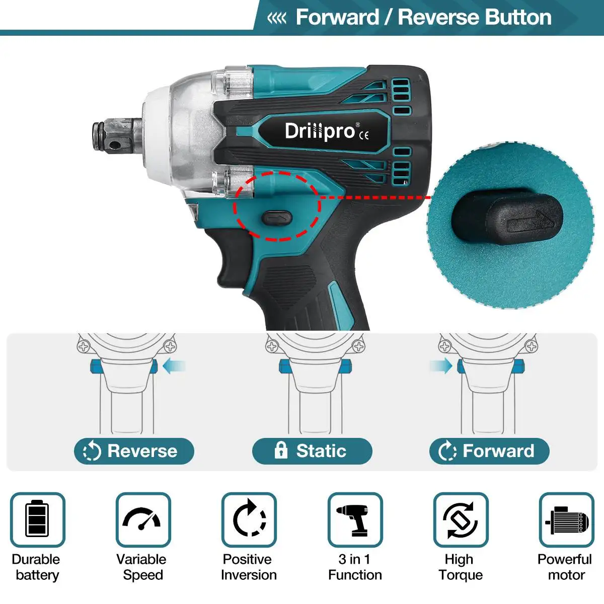 2 in 1 4 Speed 520N.M Brushless Electric Impact Wrench Screwdriver Rechargeable 1/2 inch Wrench Drillpro for Makita 18V Battery