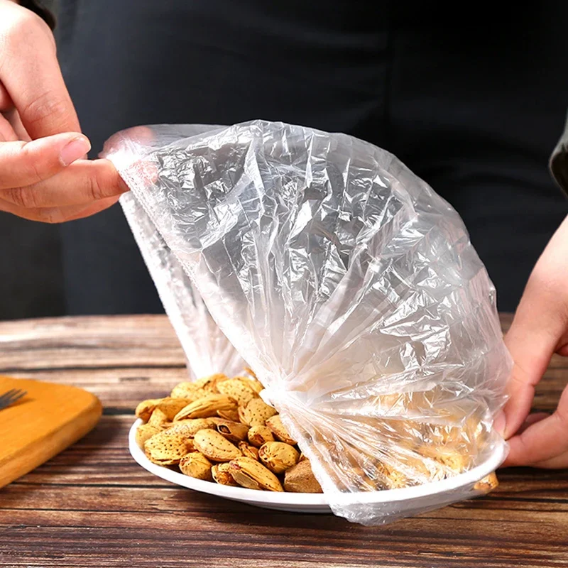 Disposable Food Bags Food Cover Plastic Wrap Elastic Cling Film Lid Kitchen Organizer Storage Organization Home Garden