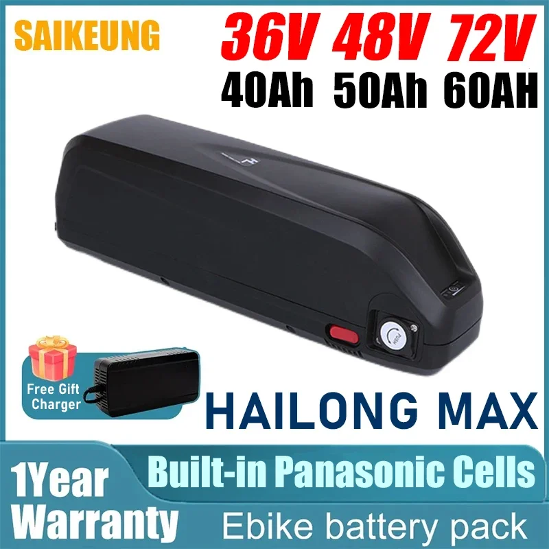 

Hailong 48v 52v 60v 72v Ebike Battery 20ah 30 40ah 50 60AH 18650 Lithium Battery 36v Electric Bicycle S07-b Ebike 2000w Motor